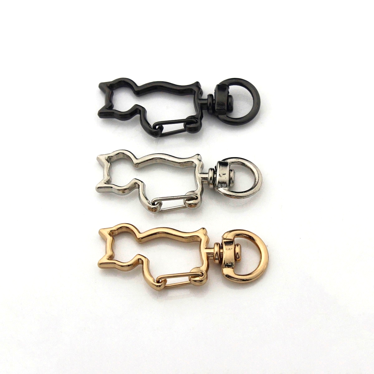 Metal Cat Shape Snap Hook New Style Clips Spring Gate Leather Craft Tiny Pet Leash Bag Strap Webbing Keychain Hooks DIY