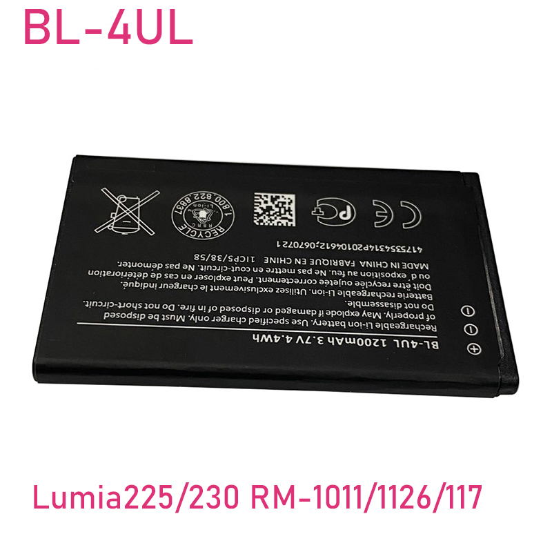 Batterie de 1200mAh BL 4UL BL-4UL pour Nokia Lumia 225 330 RM-1172 RM-1011 RM-1126 Batterie BL4UL