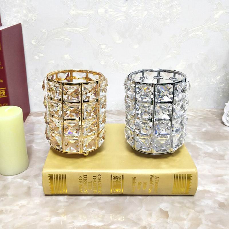 Porta di candele cilindri Nordic Peandim Crystal Crackup Pennello Contenitore Contenitore Candele Metal Candele Vasi arredamento matrimoni domestici