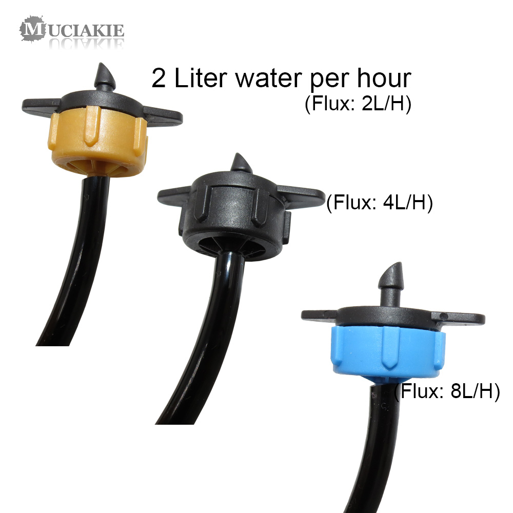 8L 4L 2L Micro Drip Watering System w/ Blue Gul Black Pressure Compensating Emitter 50cm 3/ 5mm Slangböjning Dripper