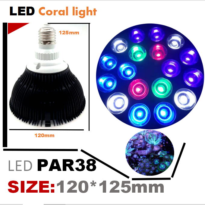 Светодиодный аквариумный свет с тушеным рифовым лампой PAR38 для лампы для нано -танк соленая вода Морские коралловые водоросли рыба