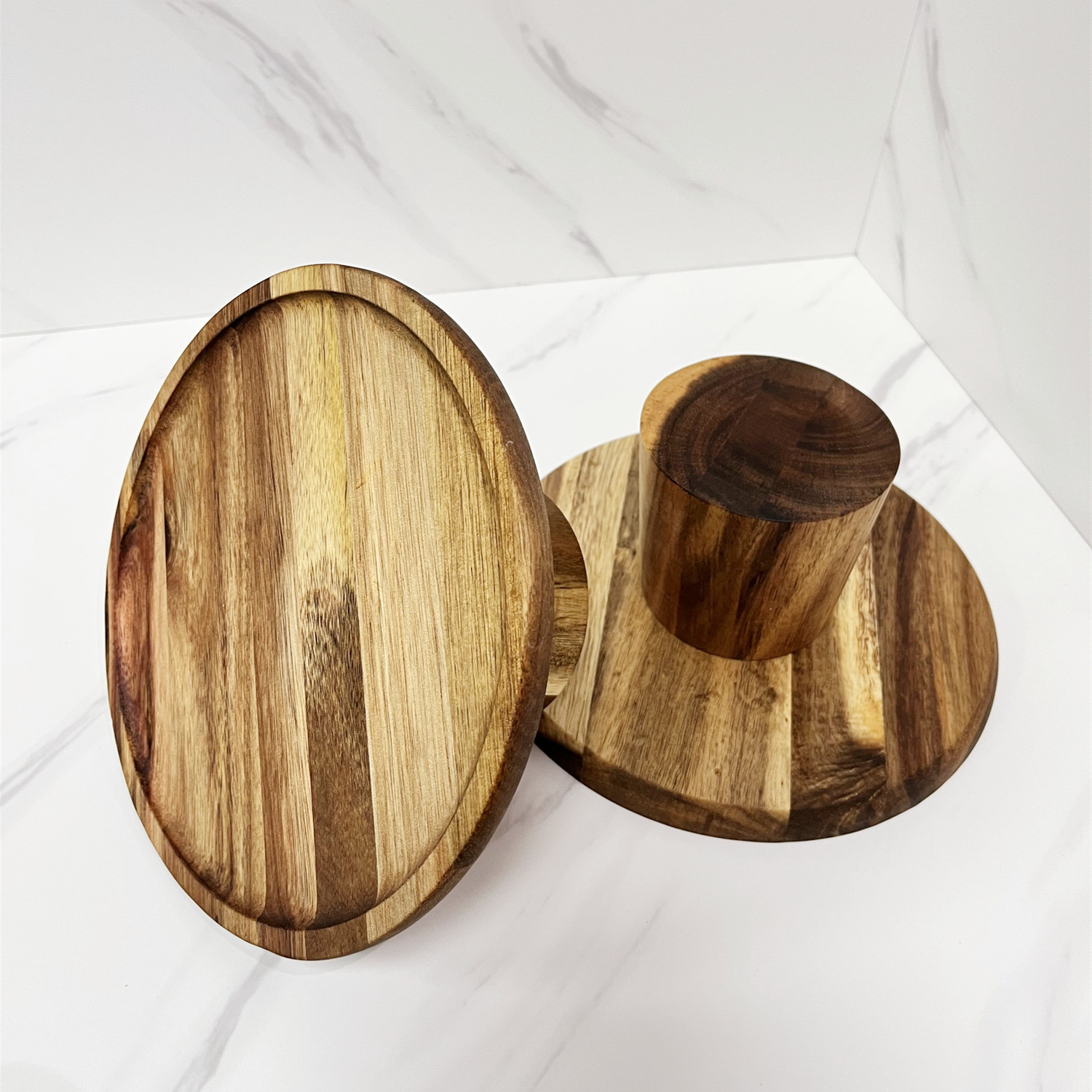 Nouveau 6,5 / 8.5 / 10/11 pouce assiette en bois massif Assiettes de fruits pour la maison Supplies de cuisine Assiettes de support à gâteau de dessert pour le plateau de rangement alimentaire