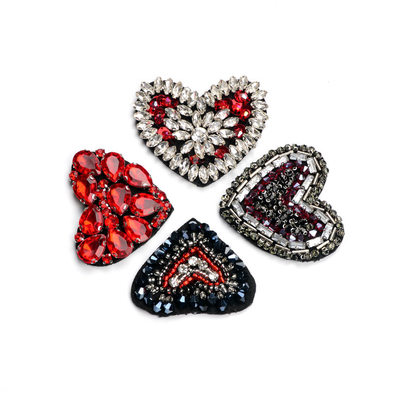 Patches con cuentas de corazón de diamantes de imitación de dianos con 3D coser parche de lentejuelas para apliques de cuentas de ropa lindos parches para bricolaje