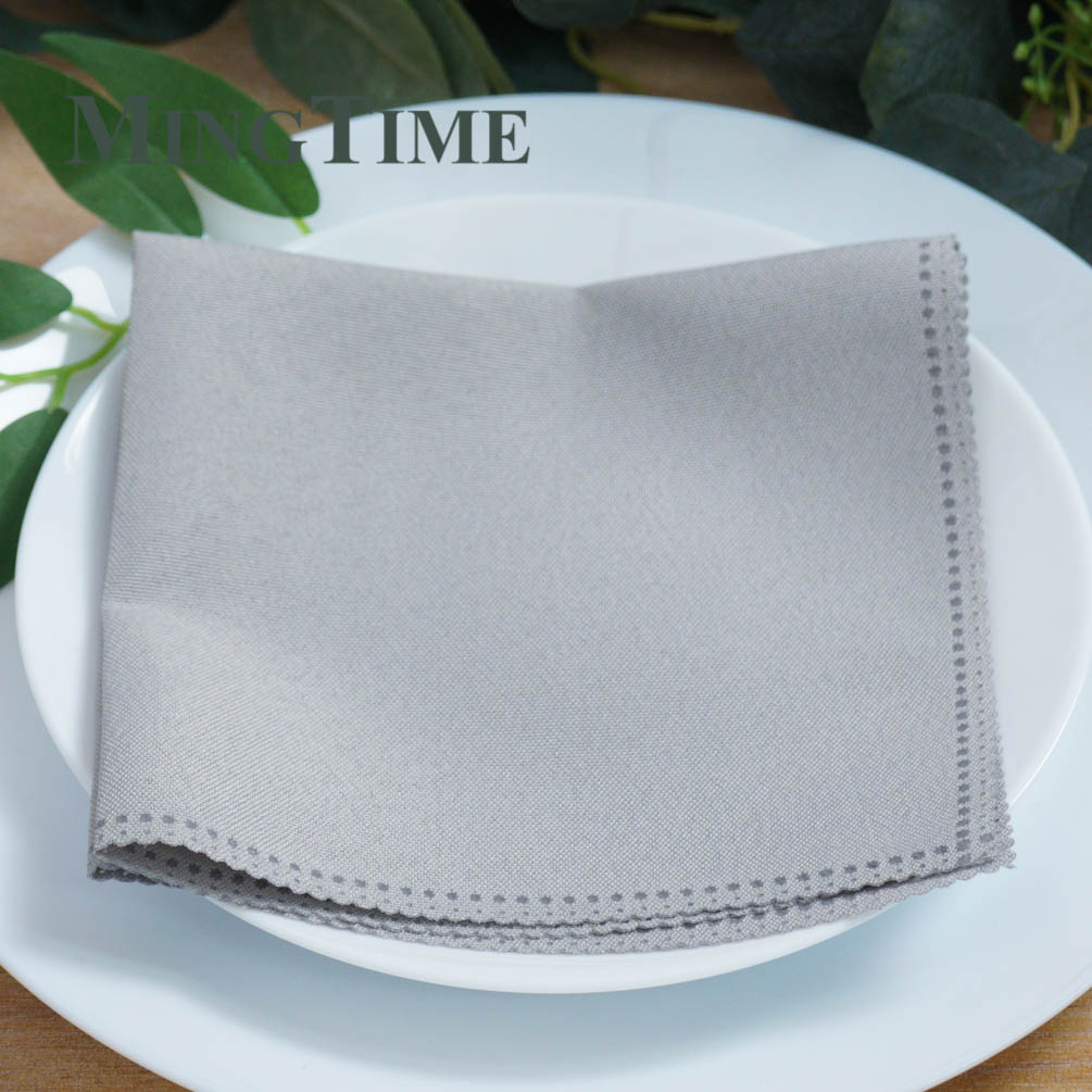 Linen Napkins Polyester Diner 12inch X 12inch Handkerchief Hanky Wedding Party Supply Birthday Banquet 30cm X 30cm