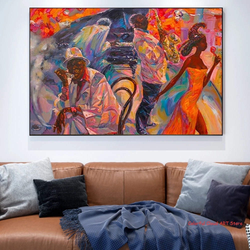 Affiche jazz africain Afrique art artistique toile artistique peinture de jazz affiches affiches jazz groupe images pour le salon décoration intérieure