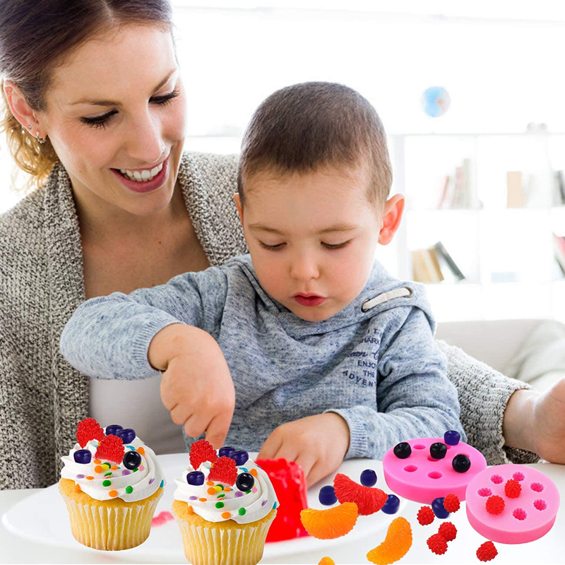 3d mini divers ensembles de moisissures de fruits en silicone moules fondants savon bougie de mûrier de mûrie moule moules baies au chocolat moule à bonbons