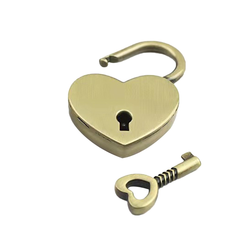 Mini Love Padlock Vintage Serce Shape Zamek z kluczowymi metalowymi życzeniami Zamknięcie do walizki Bagaż Bagaż Biżuteria M68E