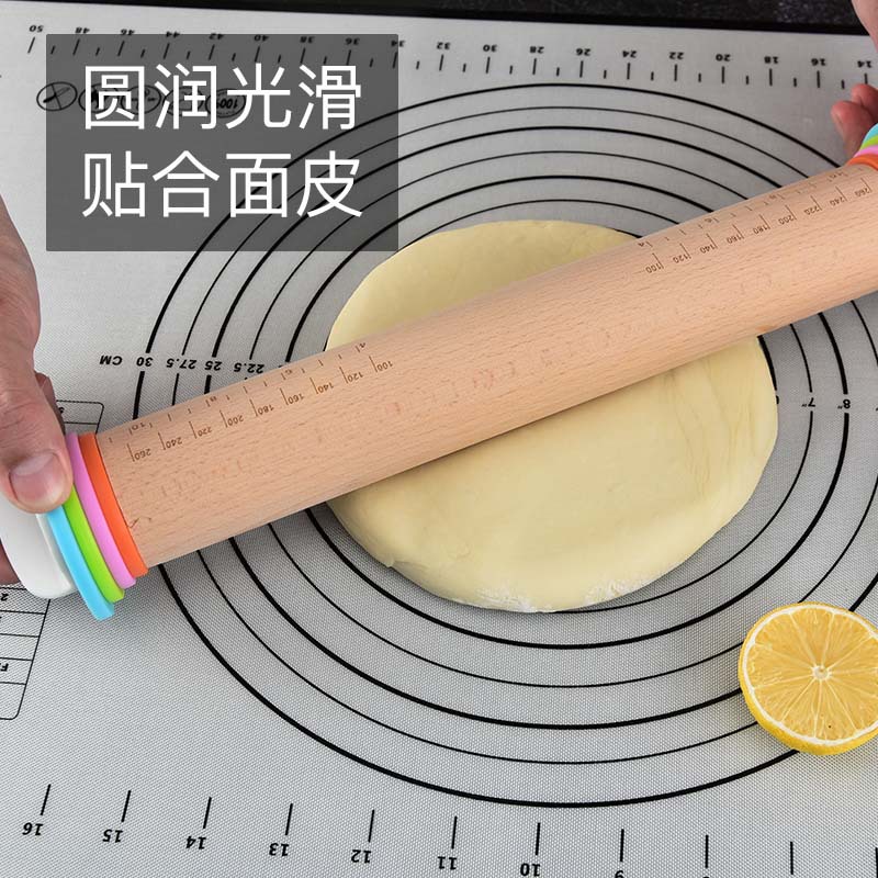 TEENRA-Adjustable Wooden Rolling Pin for Fondant, Adjustable Rolling Pins, Dough Cake Roller Wood Pin for Fondant Cake Tools