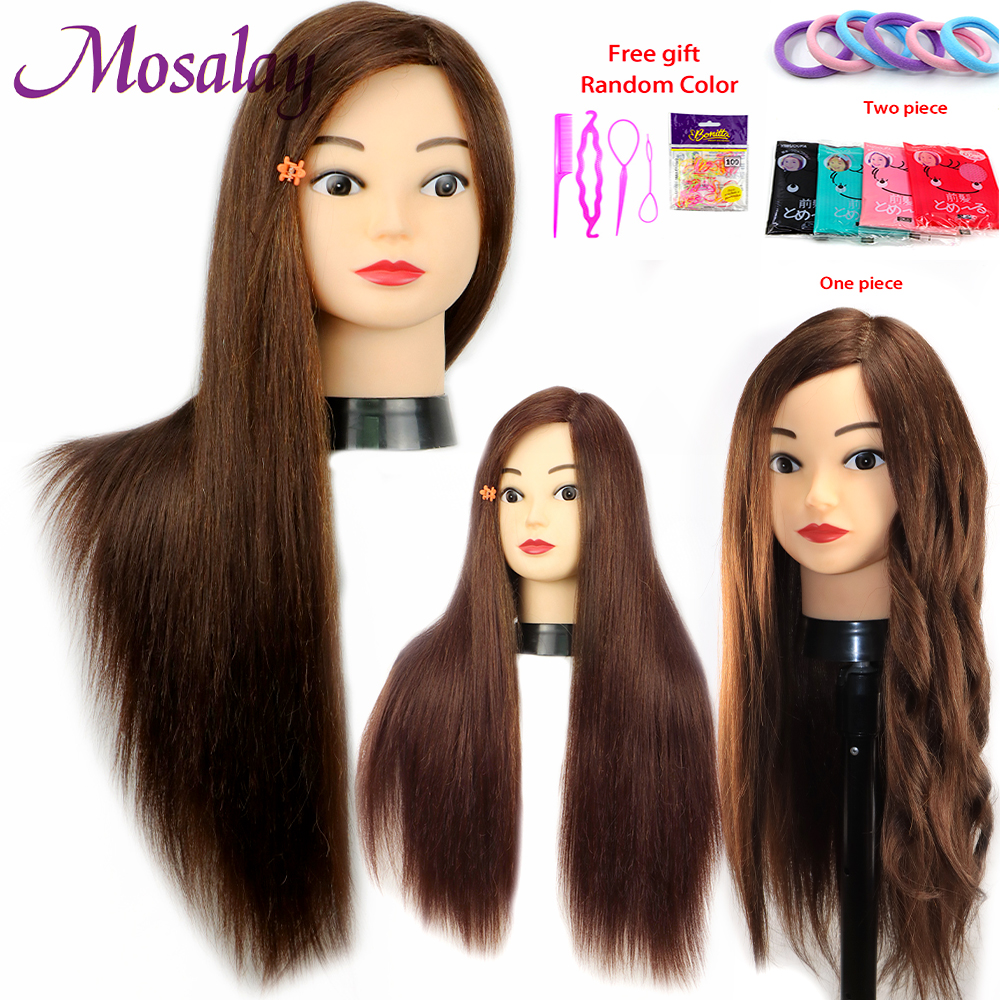 Tête mannequin avec 65 cm 80% Human Hair Training Head Kit Doll Head for Practice Traid Hairstyle Cosmétologie avec cadeau gratuit