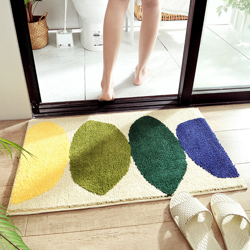 Feuilles vertes afflux de bain de bain tapis de salle de bain absorbant non glip