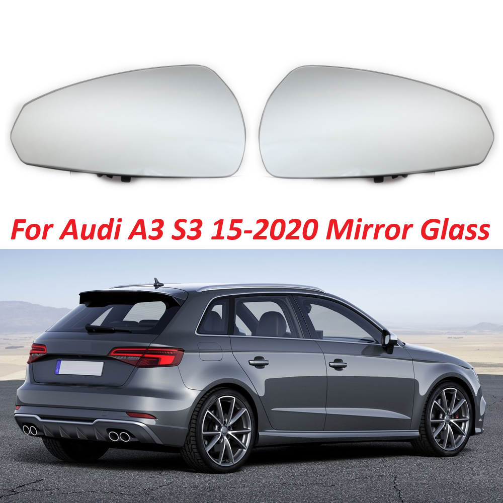 Espejos de ala de la puerta de vidrio de vista trasera lateral con calefacción blanca para Audi A3 Quattro Sportback E-Tron S3 2015-2020 Piezas exteriores automáticas