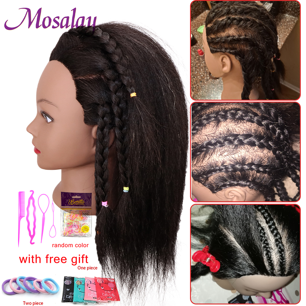 Afro Mannequin Head avec cheveux pour tresser Cornrow Pratique Head 100% Hair Dolls MANNEQUIN TRACINE MANNEQUIN COMME