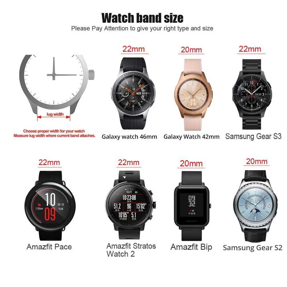 Watch Bands 20mm 22 mm Watch Band Release rapide STRAP DE TRAPIE POUR SAMSUNG GALAXY Watch 3 Active2 40 44mm Huawei Watch GT 2 Watch Band 18 24 mml2404