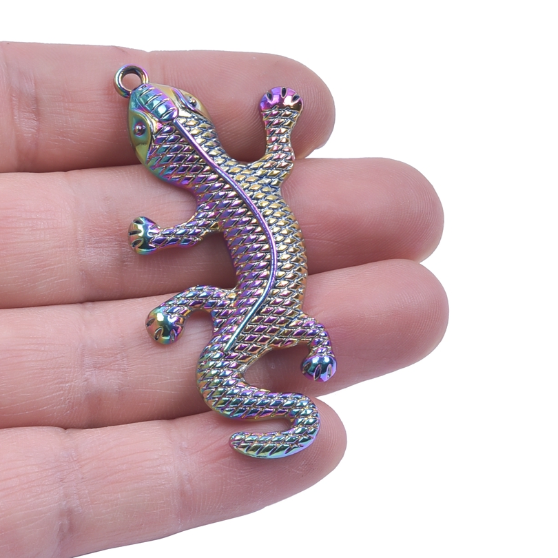 Lizard Gecko Spider Charm Rainbow Animal Pendant DIY Jewelry Making Supplies Punk Accessories Handmade Necklace Materials