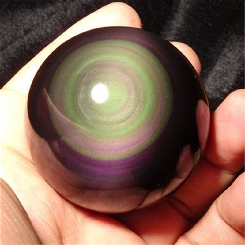 ARC-EN-CIEL !!Natural Cats Eye Obsidian Quartz Crystal Sphere Ball Rare