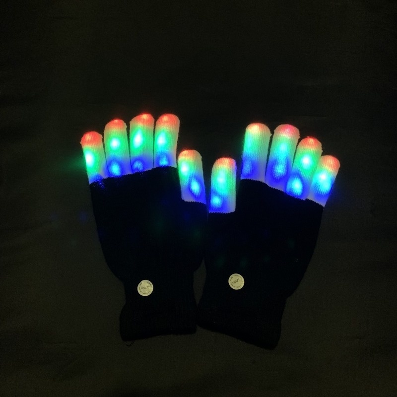 LED Flashing Magic Gloves Colorful Finger Glowing Glove for Kids Adult