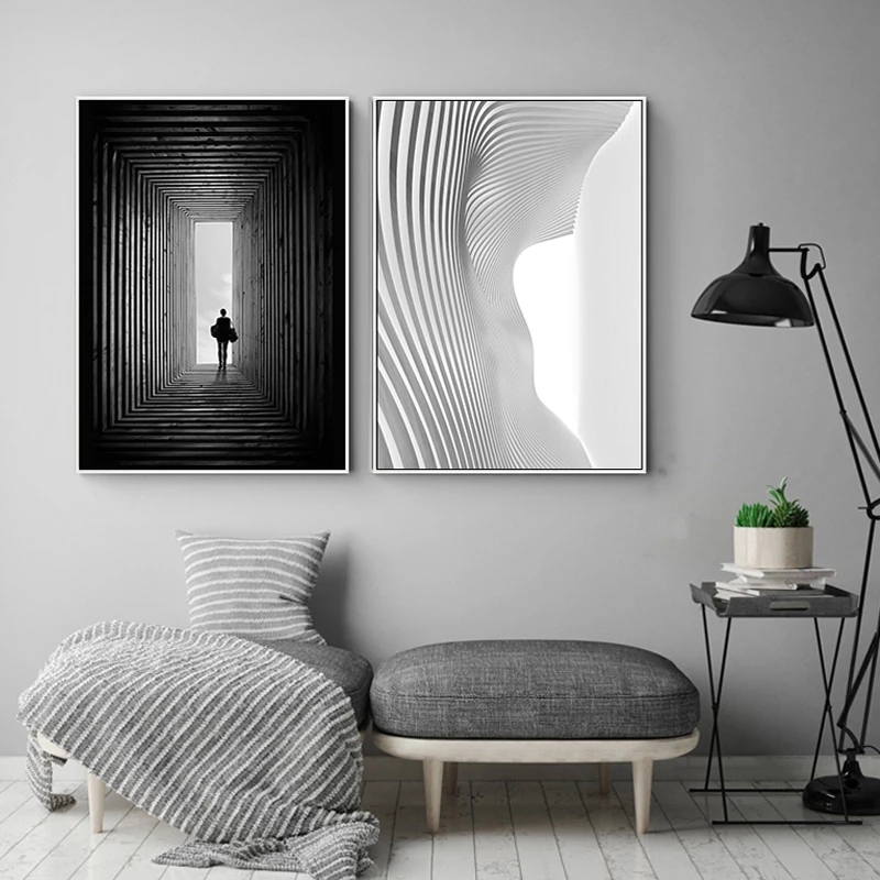 Nordic noir blanc espace art mur art affiches affiches peinture imprimés