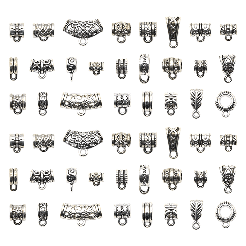 Connectors Bail Tube Beads fit European Charm Bracelet Pendant Tibetan Silver Spacer Bead Hanger for DIY Jewelry Making