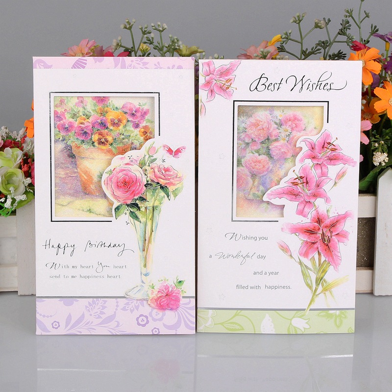 Greeting Card with Envelopes Flower Mother's Day Best Wishes Blank Thank You Gift Cards