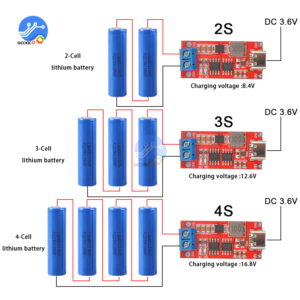 Typ-C BMS 2s 3s 4s 1a 2a 4a 18650 Lithium-Batterie-Ladeplatte mit Terminal-Step-up-Boost-Modul für die Li-po Polymer Power Bank