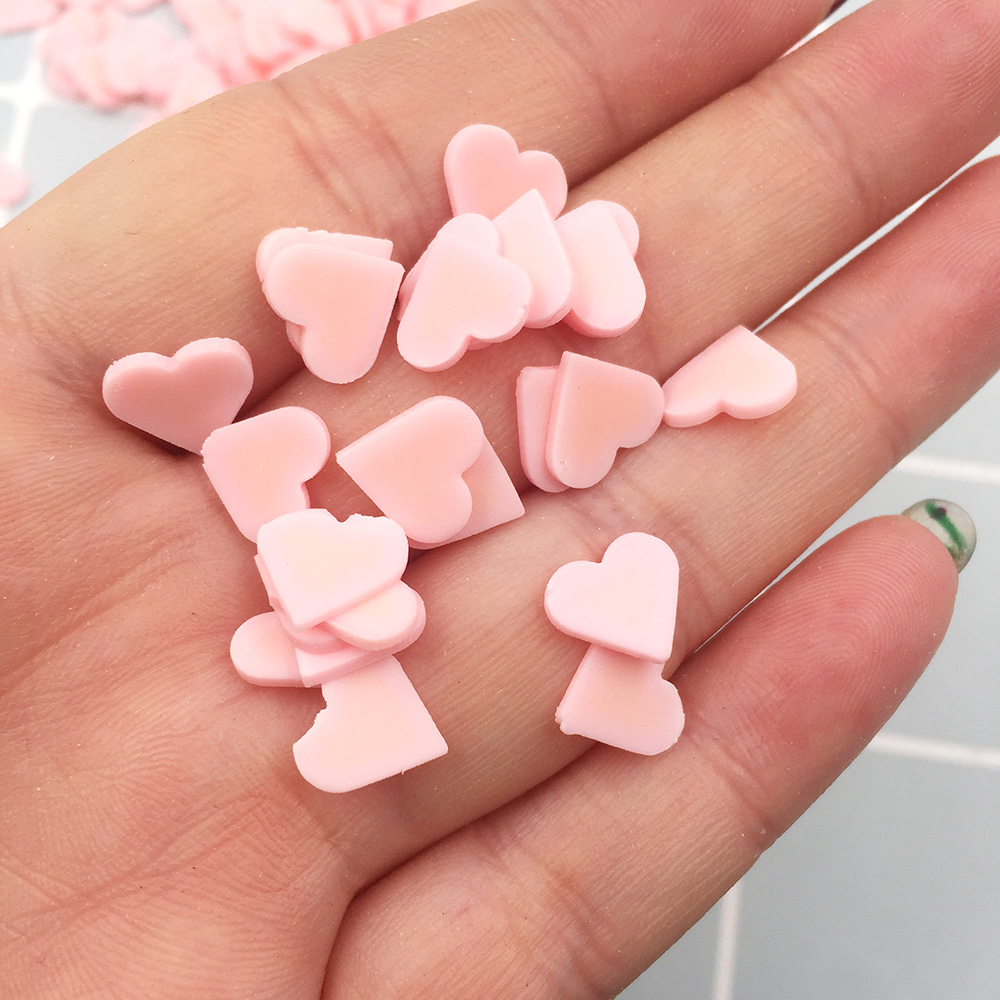 50 g deliziosi fette di cuore colorate polimero spruzzi di argilla calda artigianato clime materiale melma adesivi chiodo Telefono: 9mm