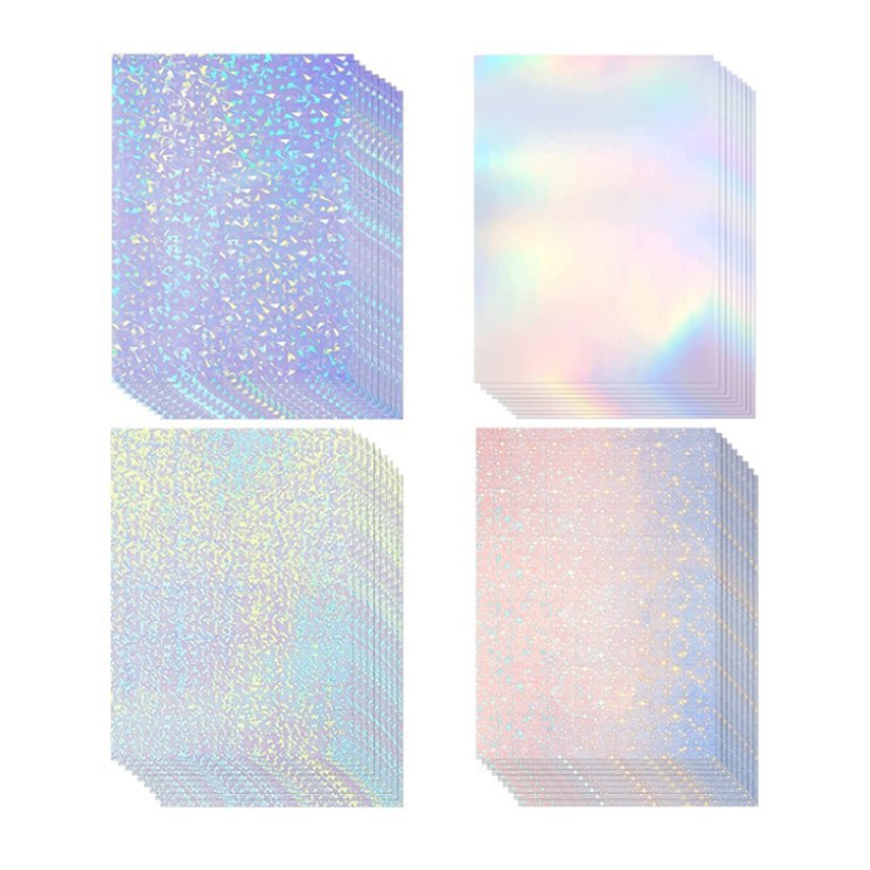 50 Sheets/Pack A4 Laser Holographic Paper Sticker Vinyl Inkjet Self-Adhesive Paper Printing Paper DIY Scrapbook Supplies
