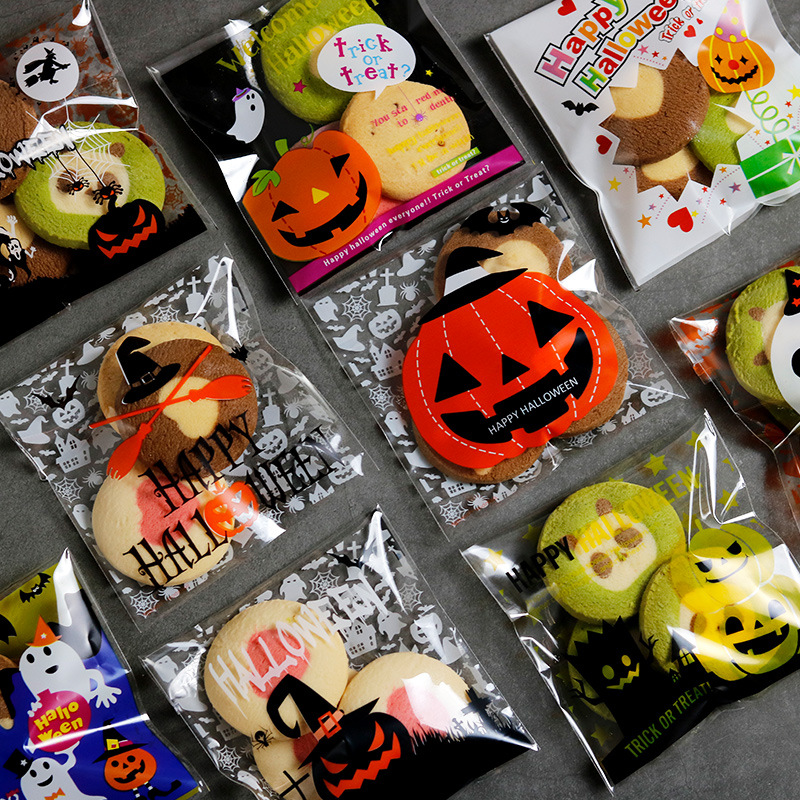 Halloween Cookie Packaging Bags 10CM*10CM Baking DIY Transparent Candy Gift Bag For Happy Halloween Theme Party Favors