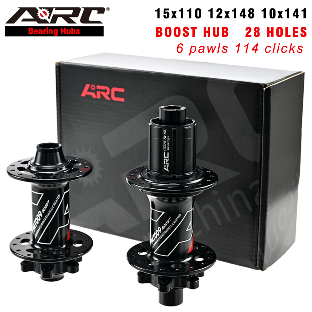 Hub Arc-Bicycle z 28 otworami Boost MTB, 009, 15x110, 12x148, 10x141, z HG, MS, XD, 6 pawls, 114 kliknięć, krążki rowerowe.