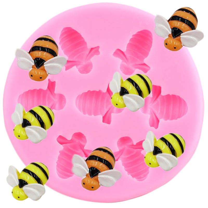 Moldes de fontes de girassol Flor Bumble Bee Silicone Bolo Decorating Tools Cupcake Topper Chocolate Candy Polymer Moldes de argila