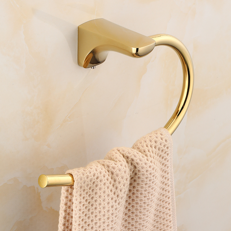 Gouden messing badkamer accessoires set badhanddoek rek met handdoekrek toiletborstelhouder handdoekringpapier houder badkamer accessoires