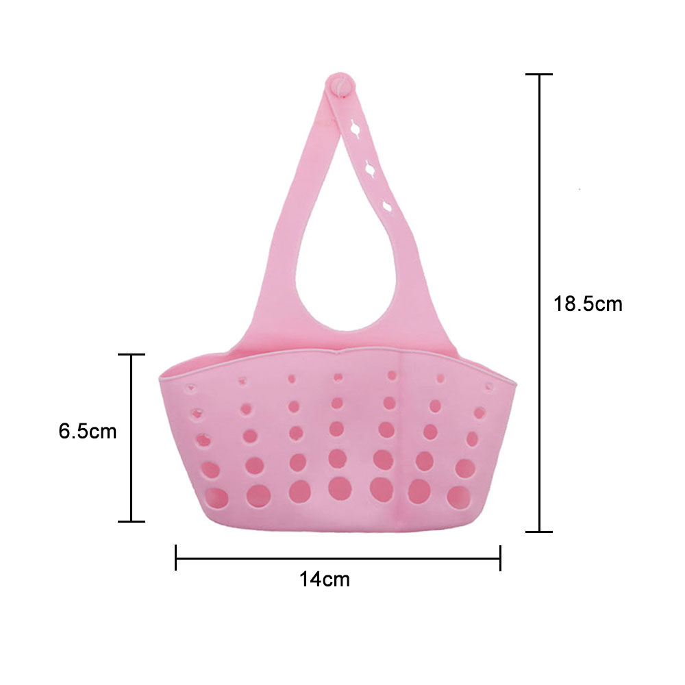 Silicone world Silicone storage basket Sink Sponge Holder Utensils Organizer Bag Adjustable Snap Bathroom Hanging Drain Basket