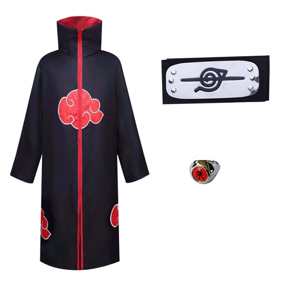 Akatsuki Cloak Itachi Cosplay Costume Kids Pain Deidara Fancy Halloween garnitur unisex anime fajny strój błyskawiczny czarny płaszcz