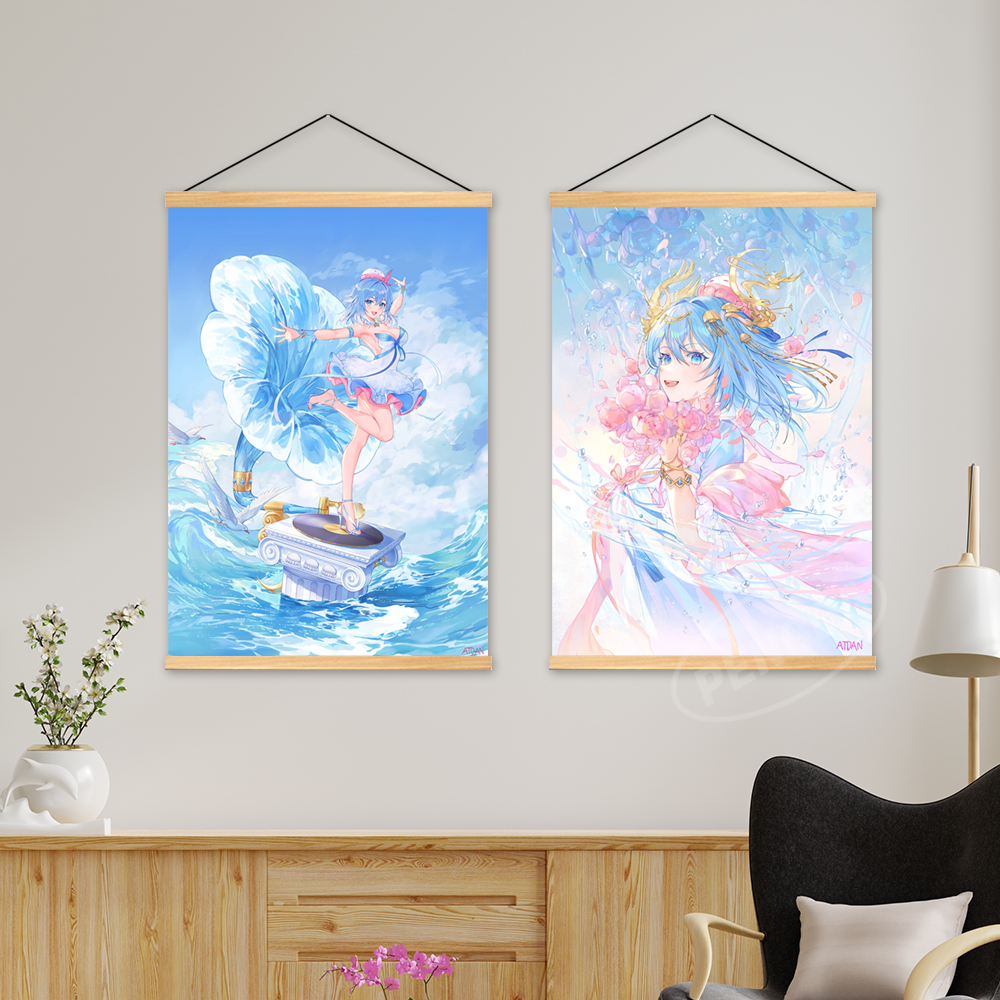 Canvas Modular Japanese Anime Wooden Hanging Paintings Cute Girl Home Wall Artwork Posters Pictures Prints Aesthetic Room Decor