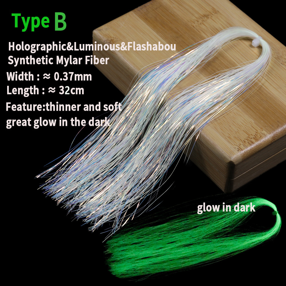 Vtwins Flashabou Holographische Leuchtfeuer leuchtende Glühfliege Bindungsmaterial für Pike Bass Streamer Fliegen Assist Haken Jigs Bucktail Lure