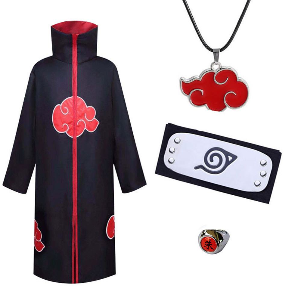 Akatsuki Cloak Itachi Cosplay Costume Kids Pain Deidara Fancy Halloween garnitur unisex anime fajny strój błyskawiczny czarny płaszcz