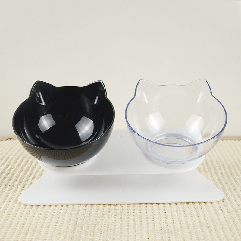 Cat Double Bowl Cat Bowl Dog Bowl Non-Slip Food Bowl med upphöjd stativ Kattfodervattningstillbehör Dog Feeder Pet Supplies