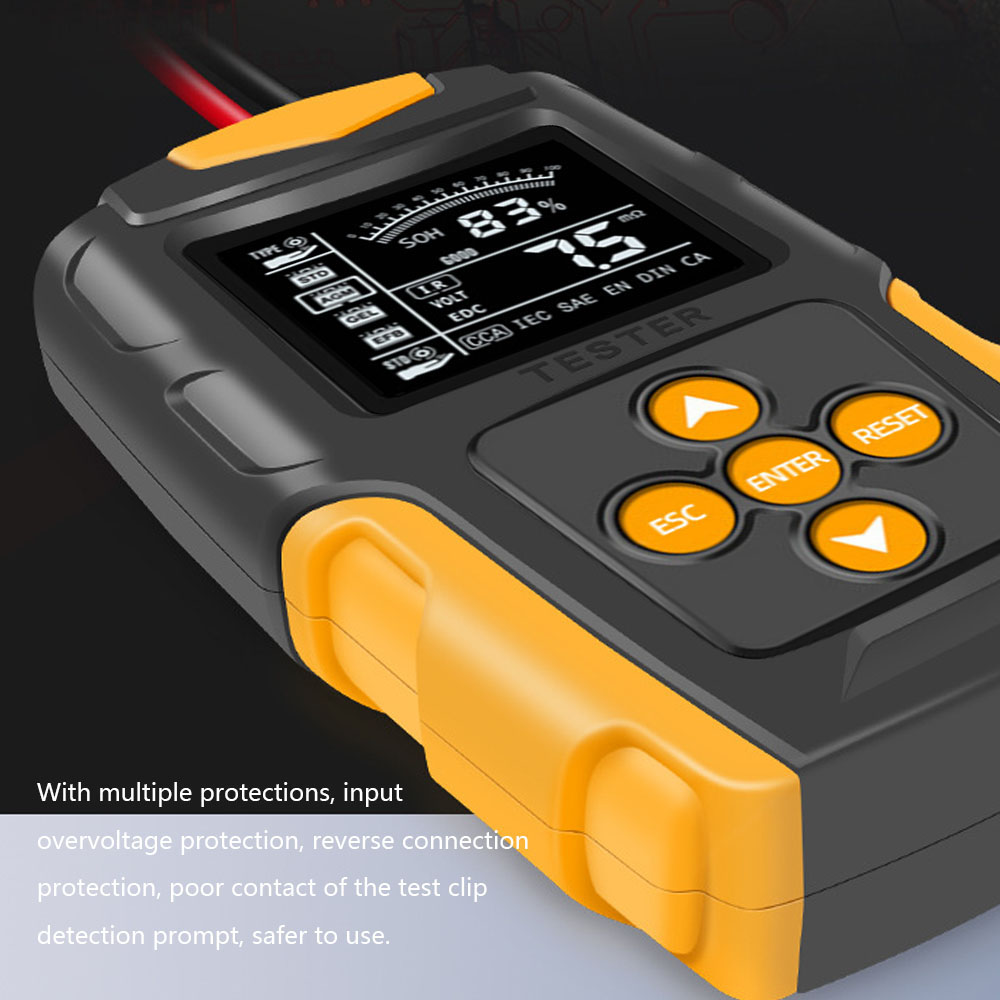 Strumento diagnostico della carica auto 12V/24V Tester batteria auto LCD Analyzer batteria digitale SOH SOC CCA IR Misurazione