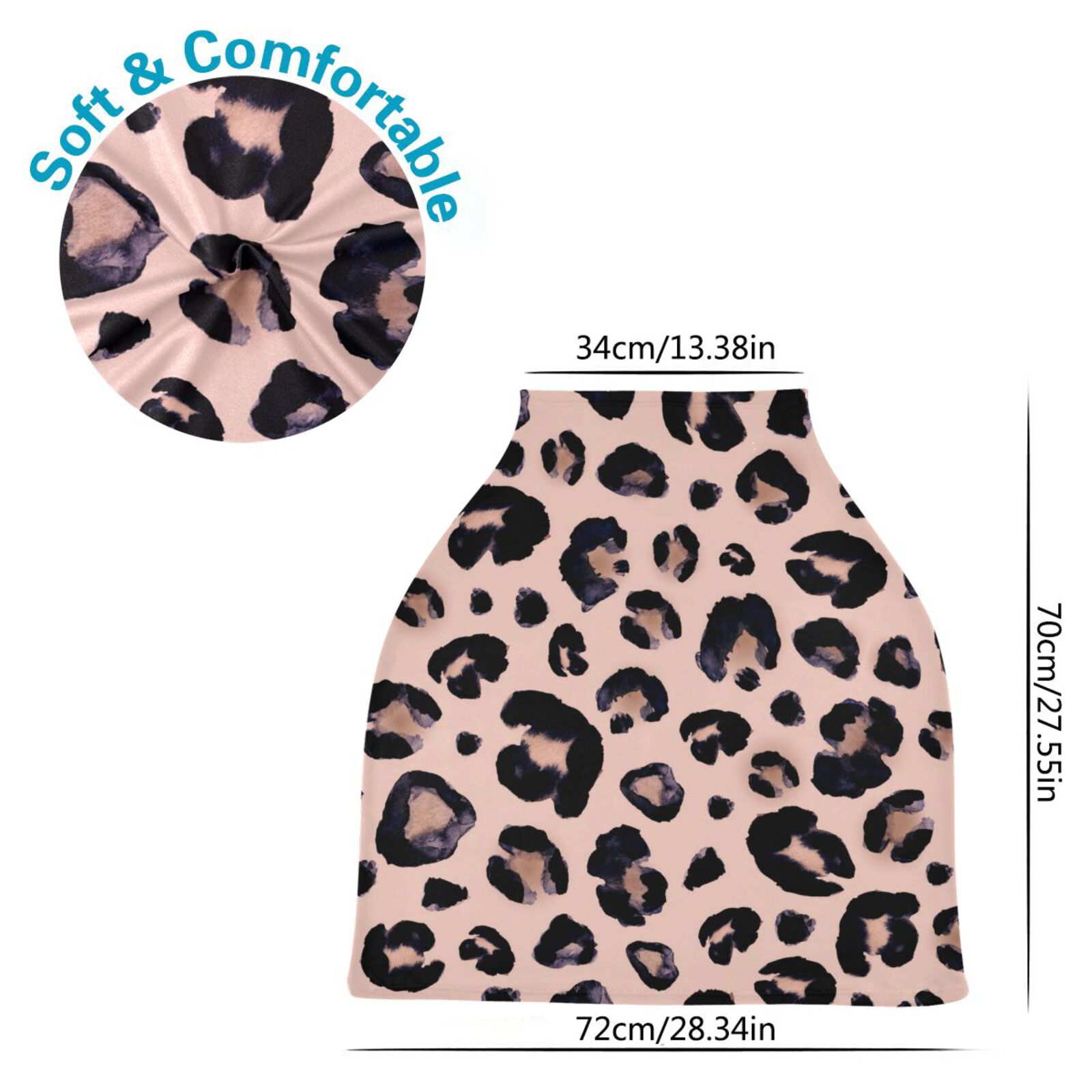 Pink Black Leopard Baby Car Seat Cover Nursing Cover Breastfeeding Scarf Soft Breathable Stretchy Coverage Infant Stroller Cover