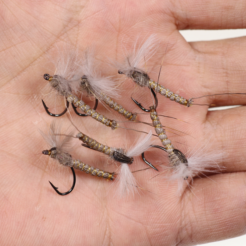 CDC Mayfly Feather Wing Fly Fishing Lere Flying Flys Dry Hair Body Fly Tying Hook # 10 # 12 # 14 Rocky River Trout Bass Salmon