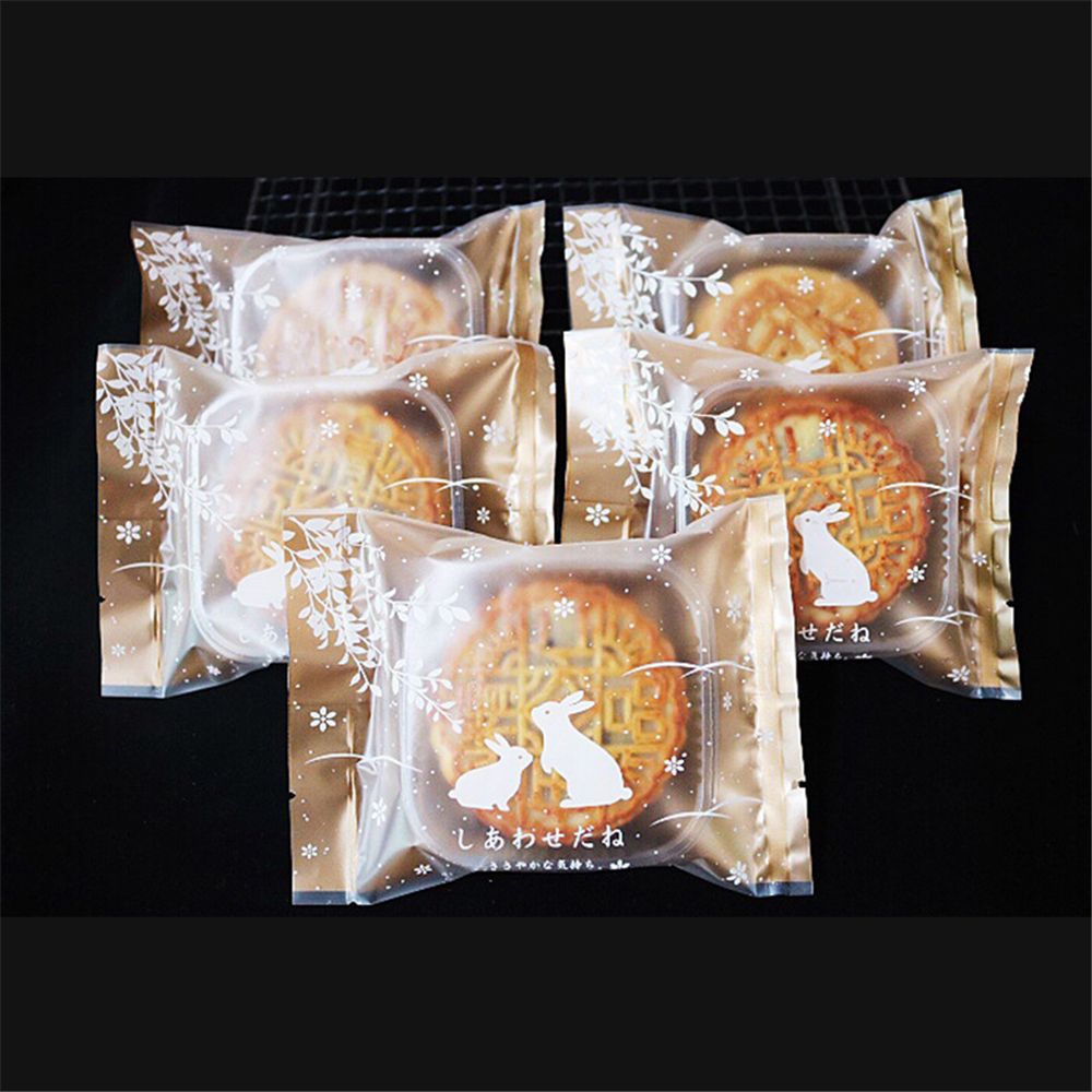 100 stGolden Rabbit Chinese Elements Mooncake Cookies Packaging Bags Traditionell Festival Candy Gift Wrap Party Supply