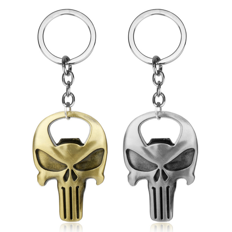 Skull Beer Bottle Ouvre-porte Keychain Ornements pratiques Pendant Pendant Zinc Alllie Openders Cadeaux Gold Silver Kitchen Tools ACCESSOIRES