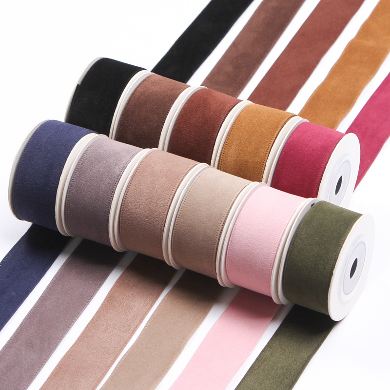 10 Ярд 25 мм 38 -мм замшевые ленты с твердым цветом для аксессуаров для волос DIY Ремесла ручной работы Y2021120702