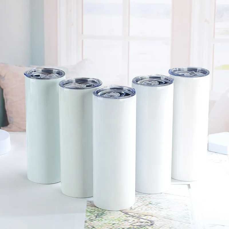 Mugs Sublimation Blank 20oz Skinny Tumbler Straight Tumbler Custom Stainless Steel Cup Thermos Bottle for Gift 240410