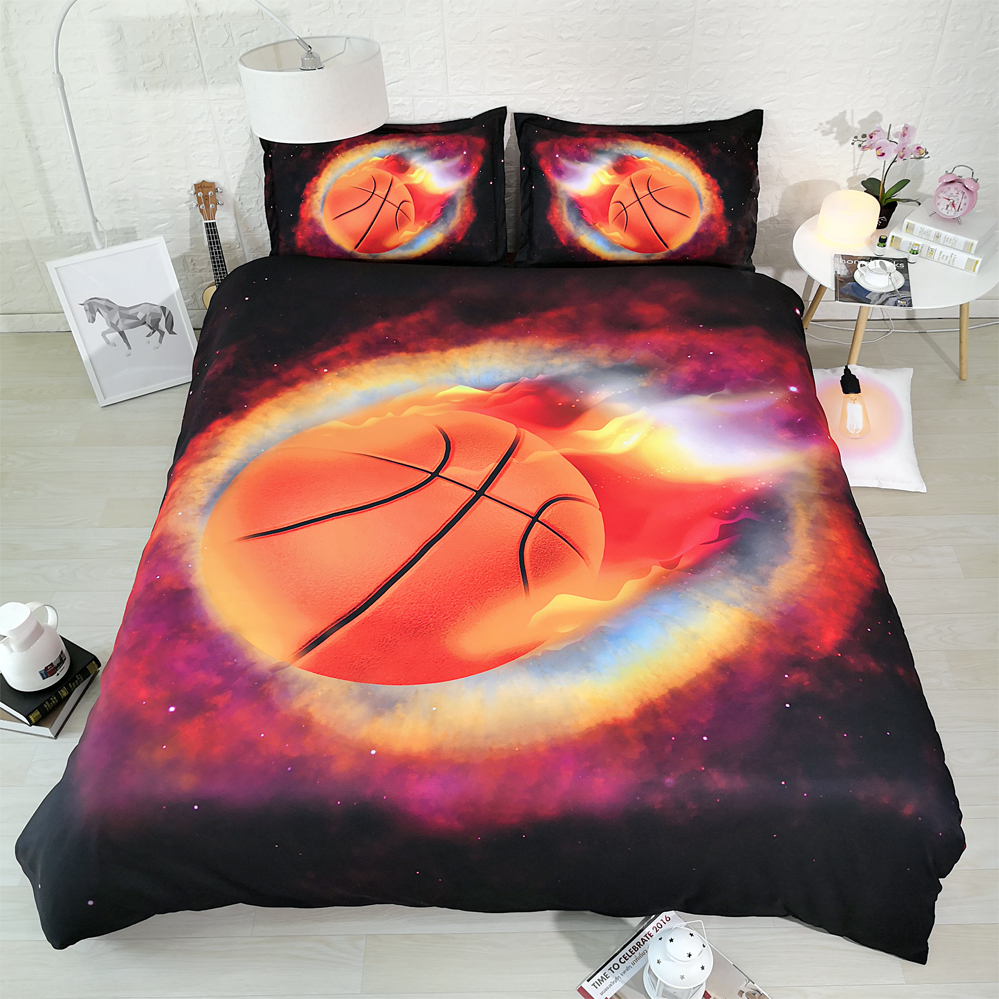 sports bed linens for boys teens galaxy basketball football bedding Full single duvet cover set king size sheets kids