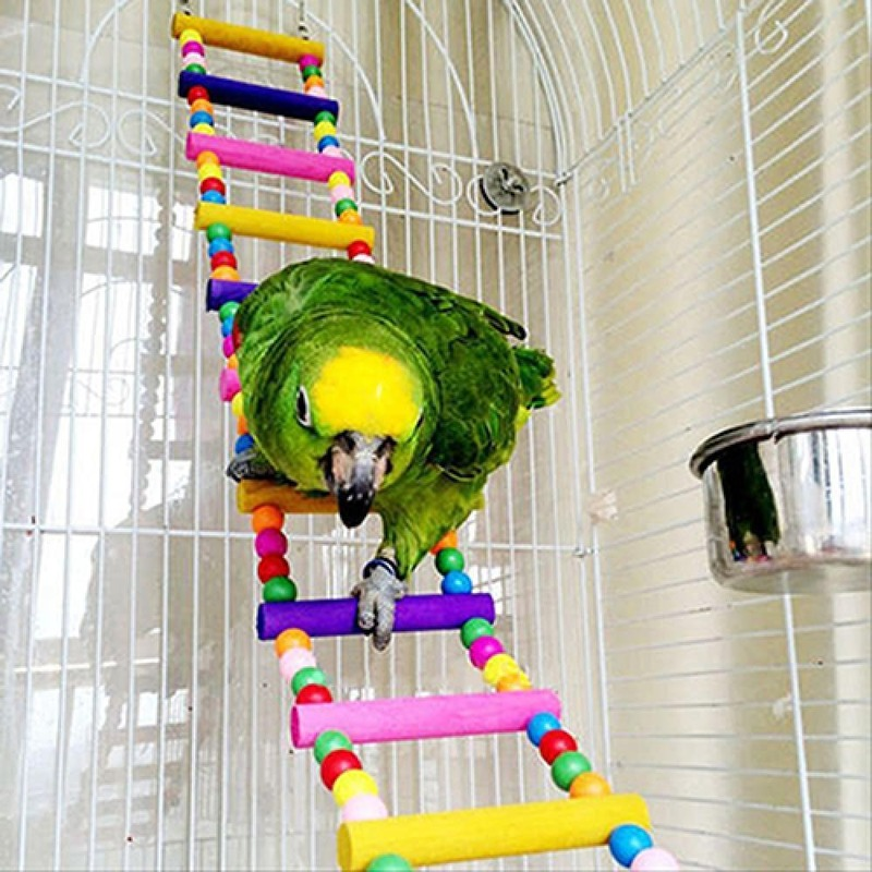 マルチカラーラダーブリッジBudgie Parrot Climbing Bite Toy Parakeet Swing Bird Toy Bird Supplies手作り