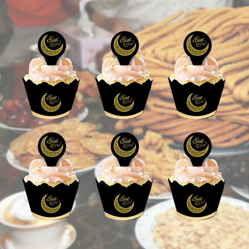 / set eid mubarak cupcake toppers gâteau tasses emballages festival du Ramadan décoration de fête musulman islamique