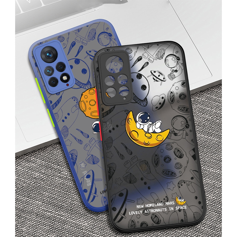 Space Astronaut Matte Fall für Xiaomi Redmi Anmerkung 11 10 12 9 Pro 11s 9s Mi 11t 13t 10t 11 Lite 5G NE POCO F3 X5 X3 Pro Deckung