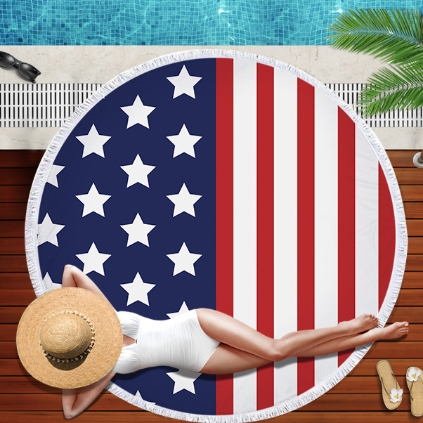 USA: s flaggtryckt Microfiber Bath Beach Handduk för vuxna mjukt vatten absorberande andningsbar sommar surfrock filt