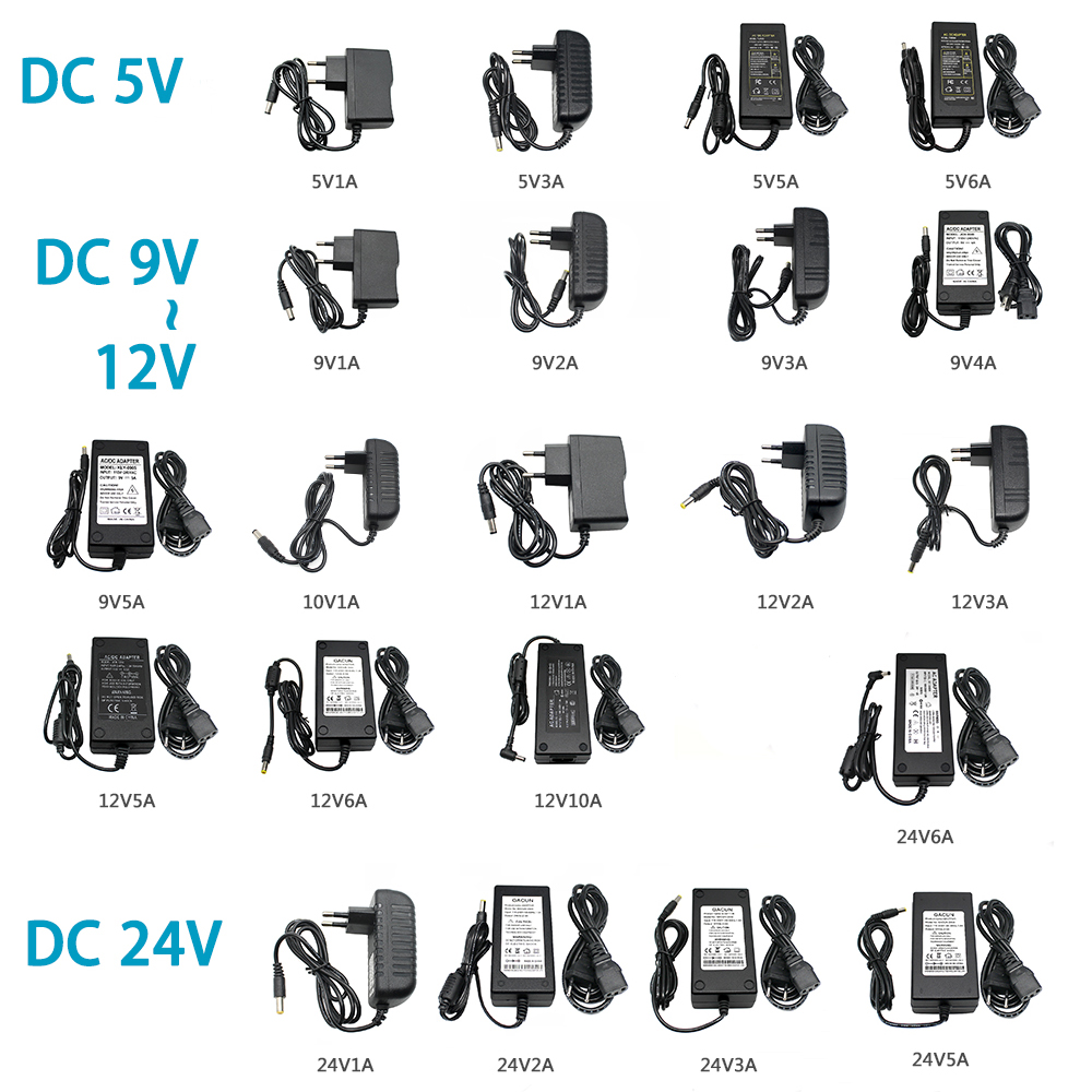 AC DC 9V 24V 12V 5V 5V Alimentation de commutation Source 220V à 5V 12V 24V Adaptateur universel 5 12 24 V Volt SMPS pour la lumière LED