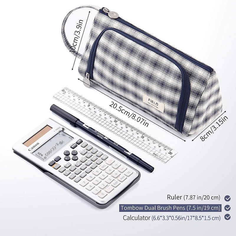 Arrangör Stationery Case Lattice Big Capacity Pencil Pouch British Style Handhold Pen Bag Gift for School Teen Girl Boy Plaid